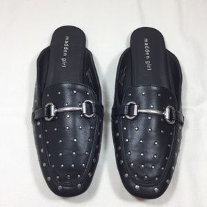 Madden Girl Milo Black Studded Slide Mules Sandals